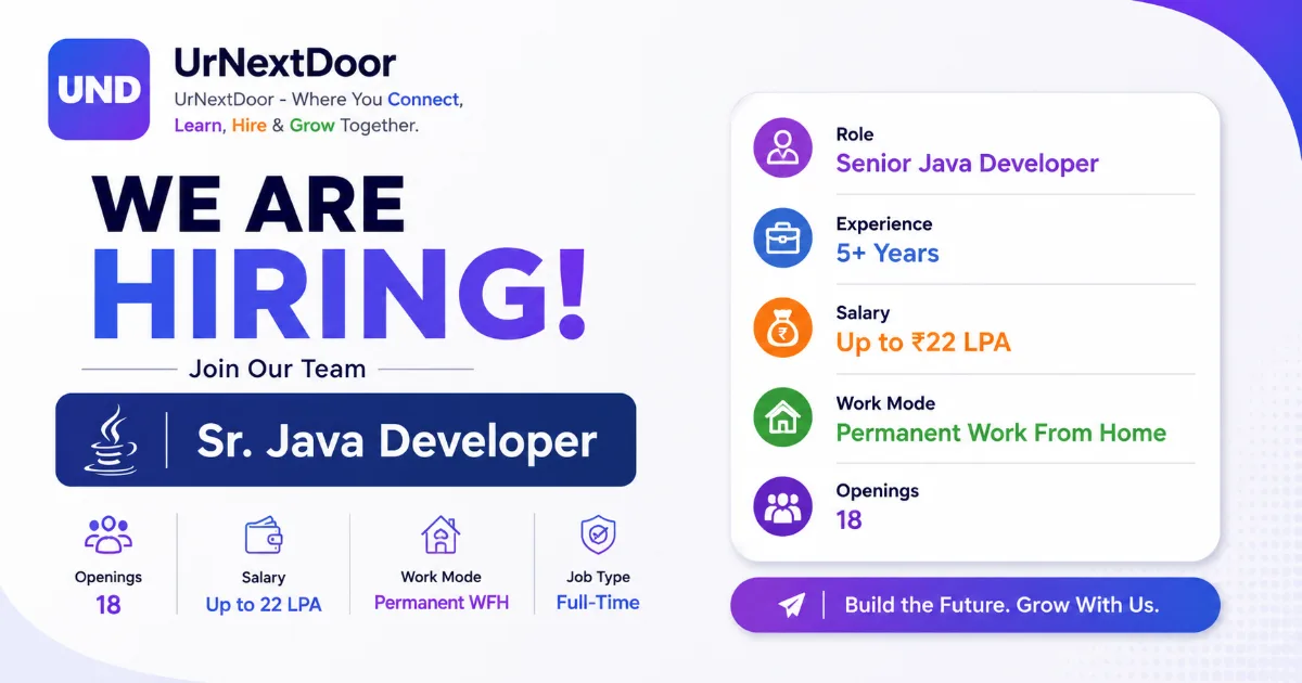 Senior Java Developer  | Ur Next Door